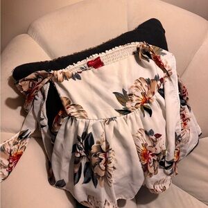 Saks Fifth Avenue Cream Floral Smocked Top